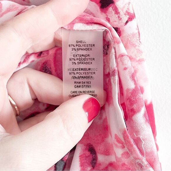 Calvin Klein Blouse Floral Pullover Pink Women's S Adjustable Sleeves - Picture 9 of 9